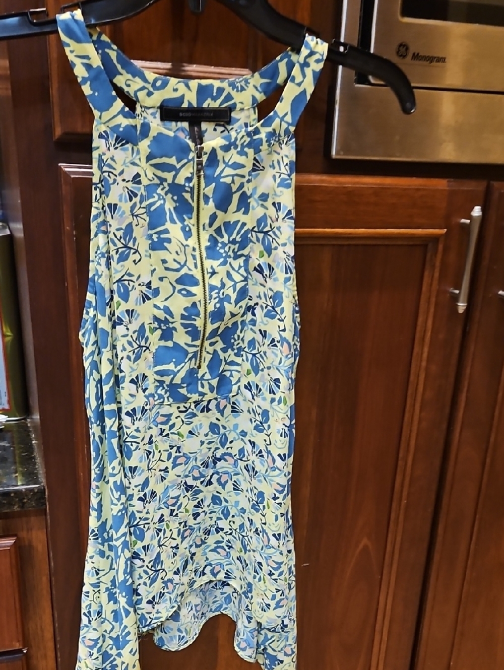BCBGMaxAzria Blue and Yellow Floral Dress